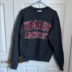 Champion Dark Gray UMass Amherst Crewneck Sweatshirt - Size Small